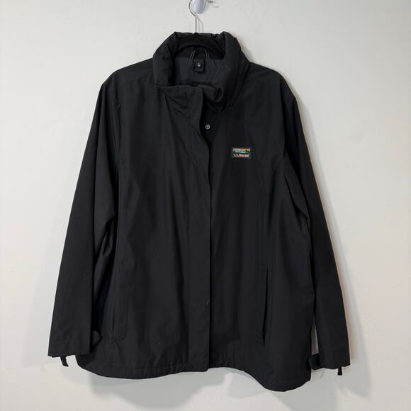 L.L. Bean Women's Plus Size Shell Jacket Coat Full Zip Black 2X Waterproof - Picture 1 of 8